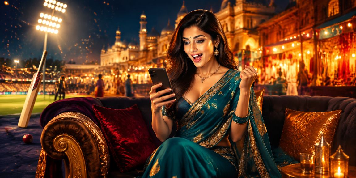 Indian player enjoying lottery and cricket betting on mobile